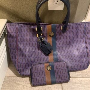 Tory Burch Blue and Brown Tote Bag Set